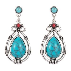 *ADRIENNE* Silver x Turquoise Fashion Earrings